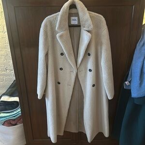 Zara Shearling Double Breasted Coat